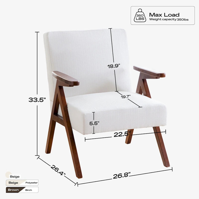 Fauteuil d'appoint style Mid-Century moderne, revêtement gris/bleu/blanc, pour salon, chambre