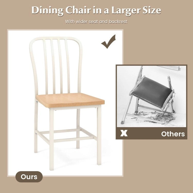 Lot de 2 chaises de salle à manger sans accoudoirs à dossier brochettes avec siège ergonomique - Noir - 22 x 18 x 37