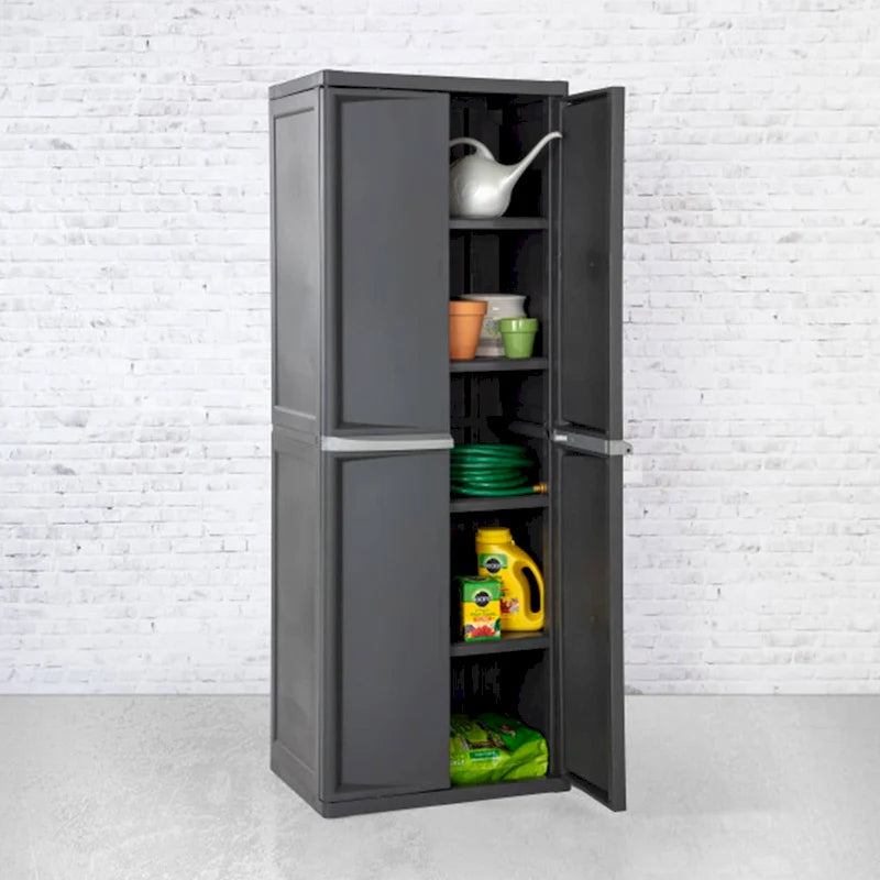 Lot de 2 armoires de rangement de garage réglables à 4 étagères avec bacs, gris - Lot de 2