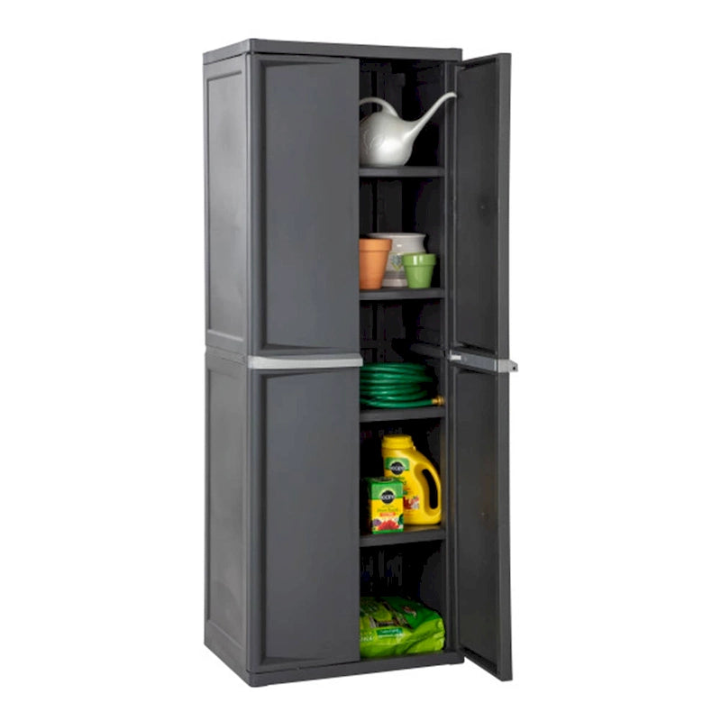 Lot de 2 armoires de rangement de garage réglables à 4 étagères avec bacs, gris - Lot de 2
