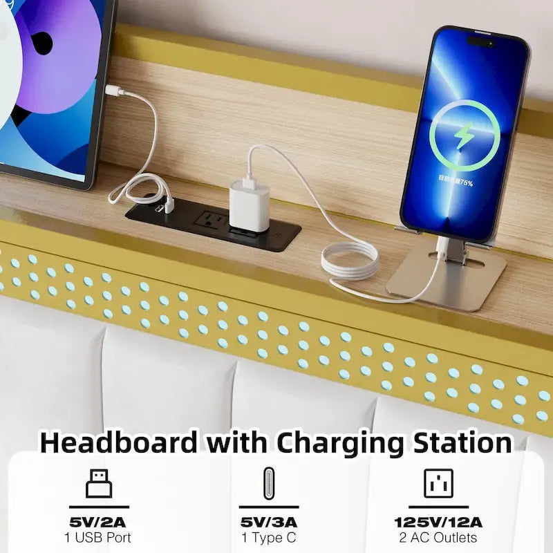 Cadre de lit avec station de recharge