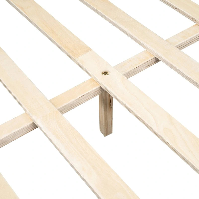 Lit plateforme deux places en similicuir avec bandes métalliques