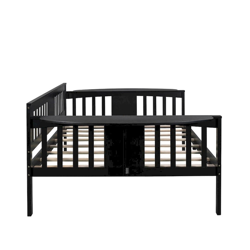 Lit de repos en bois avec petite table et sommier à lattes, pas besoin de sommier tapissier