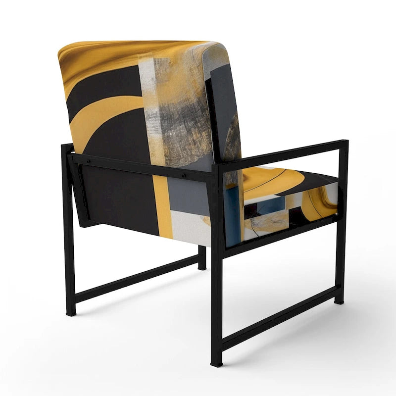 Chaise/fauteuil décoratif rembourré de style moderne dans une palette de couleurs or et noir.