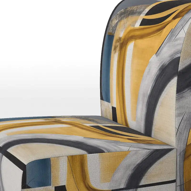 Chaise/fauteuil décoratif rembourré de style moderne dans une palette de couleurs or et noir.