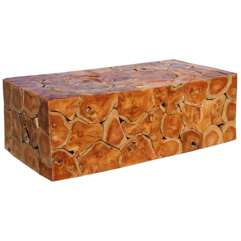 Table basse en teck rustique