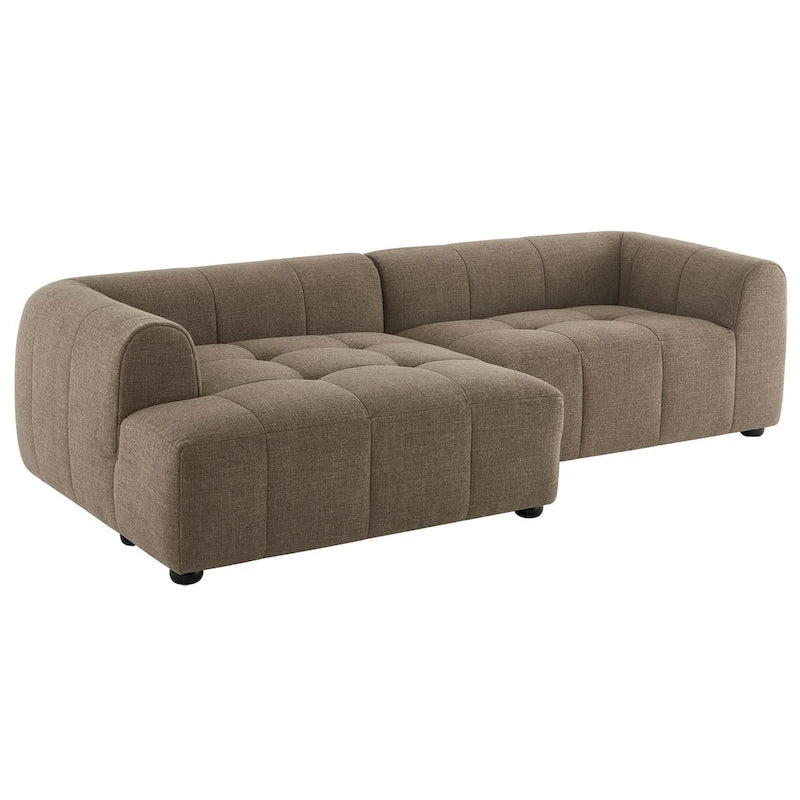 Canapé en tissu capitonné avec méridienne