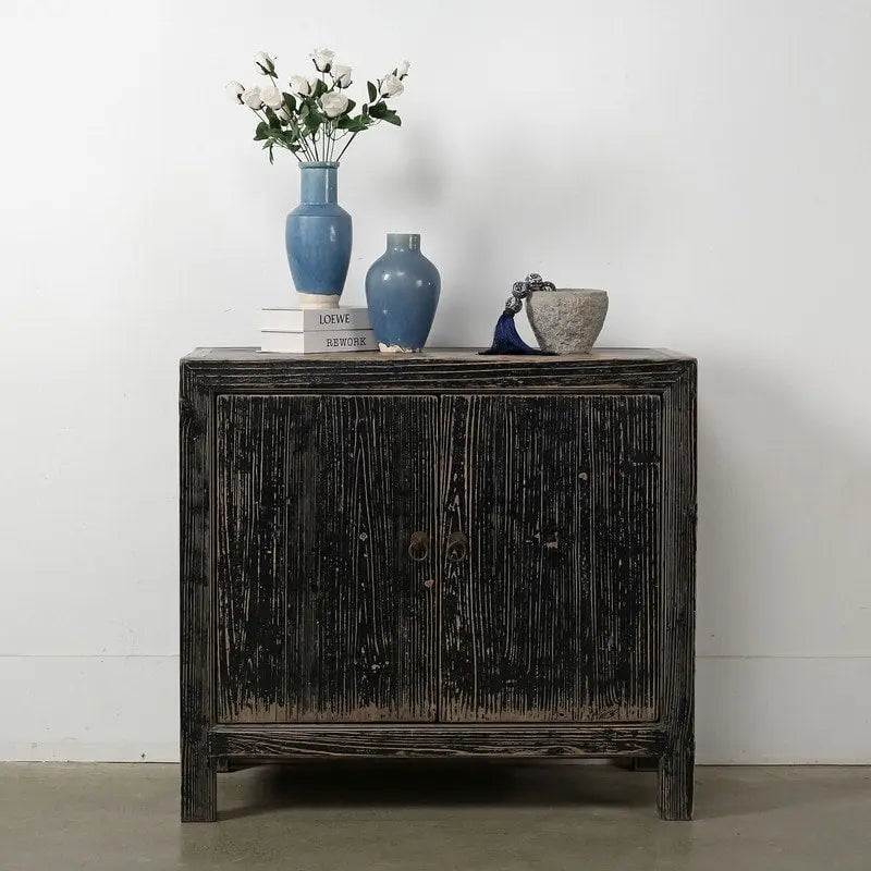 Armoire deux portes noir vieilli 39x18x35H